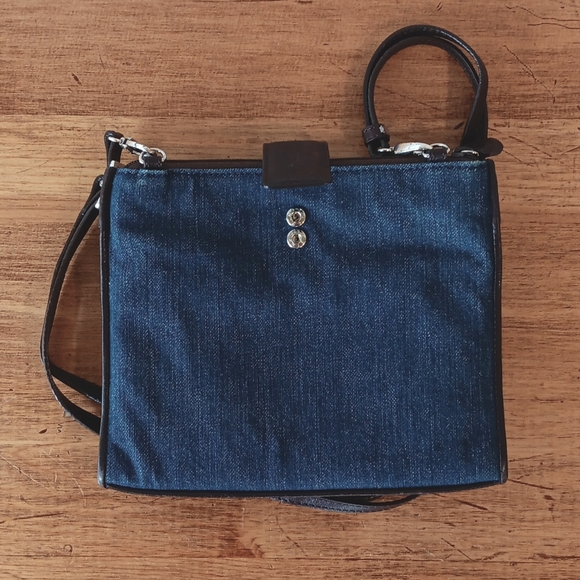 Brighton denim & leather applique embroidered flower purse - Picture 6 of 10